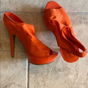 Orange Open Toe Heels